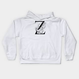 Letter Z Monogram - Floral Initial Kids Hoodie